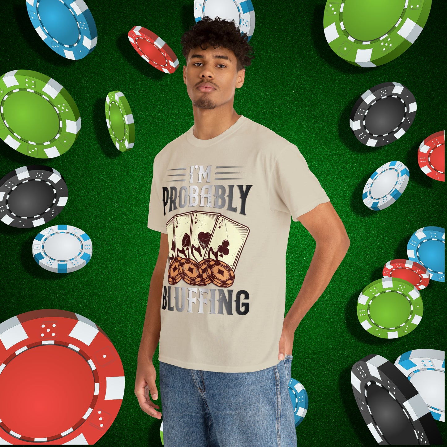 I'm Probably Bluffing Unisex Heavy Cotton Tee