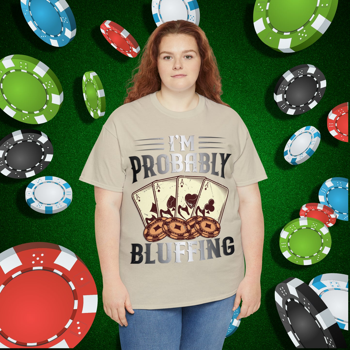 I'm Probably Bluffing Unisex Heavy Cotton Tee