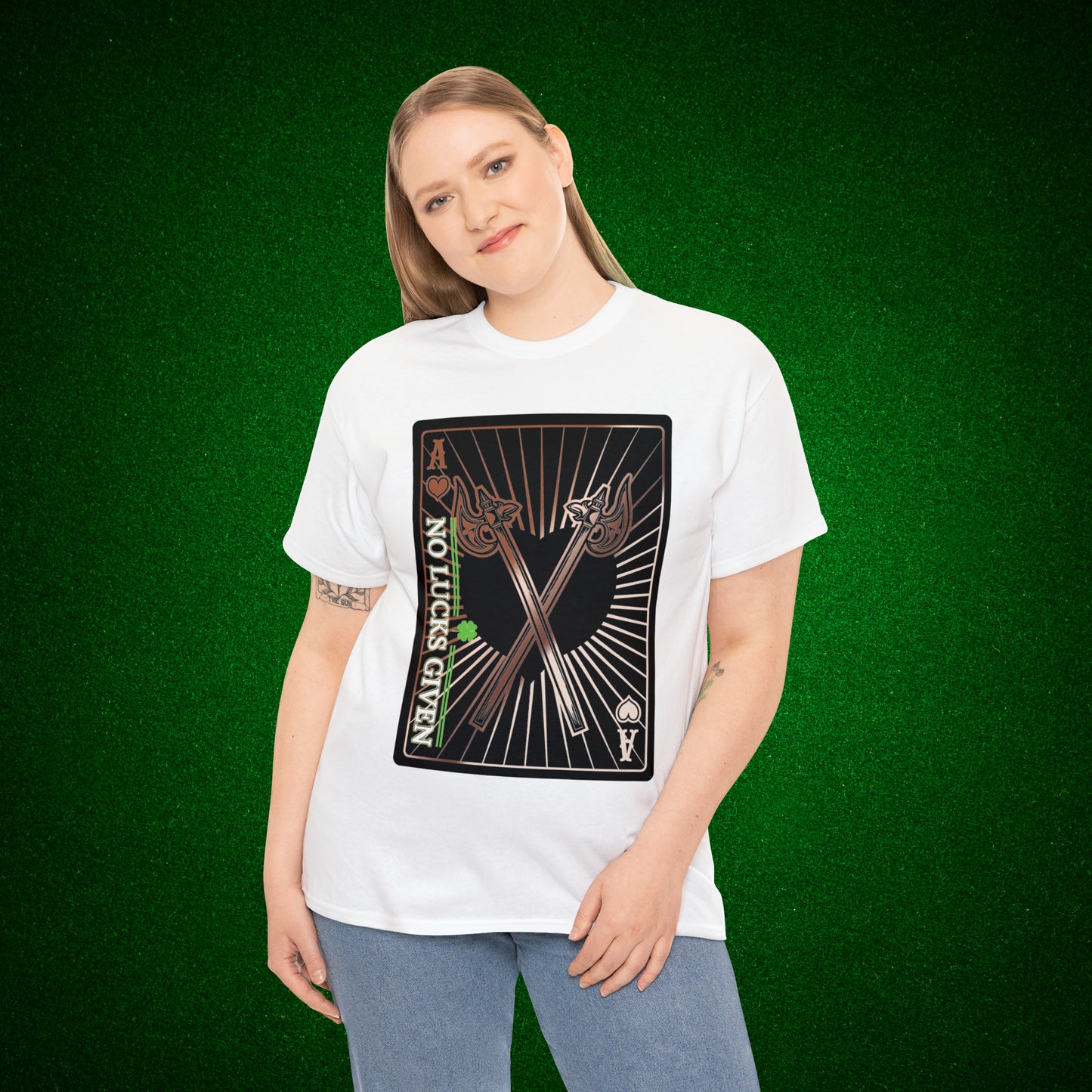 No Lucks Given Ace of Hearts card with two big axes Copper Poker T-Shirt Must have Good Luck All-in