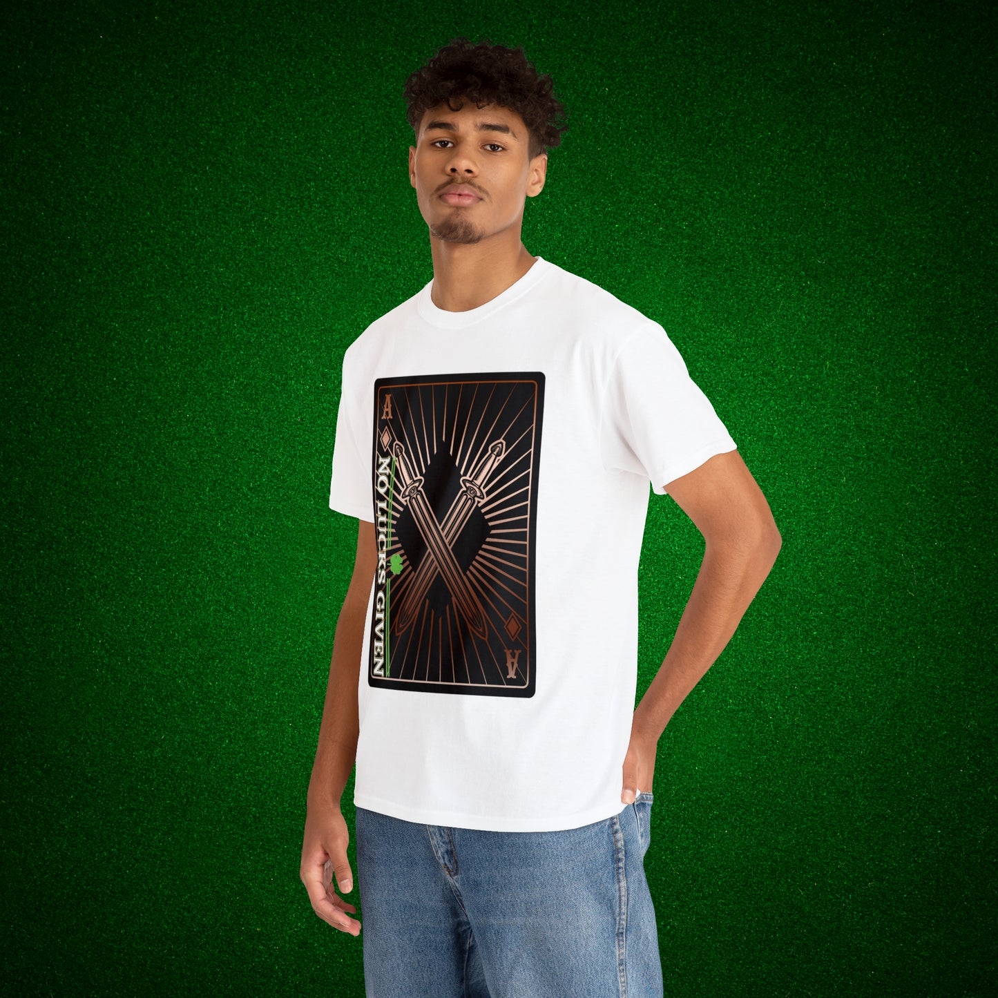 No Lucks Given Ace of Diamonds with Crossed Swords Copper Poker T-Shirt Must have Good Luck All-in