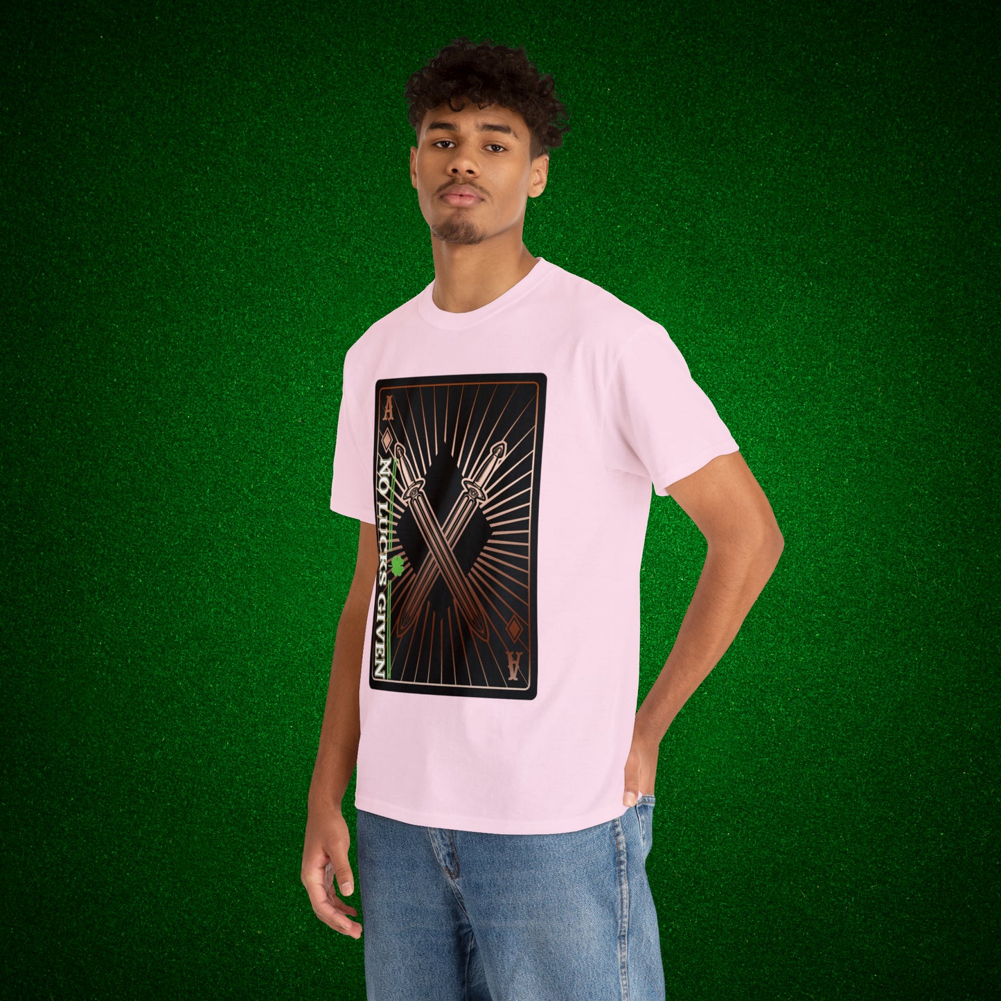 No Lucks Given Ace of Diamonds with Crossed Swords Copper Poker T-Shirt Must have Good Luck All-in