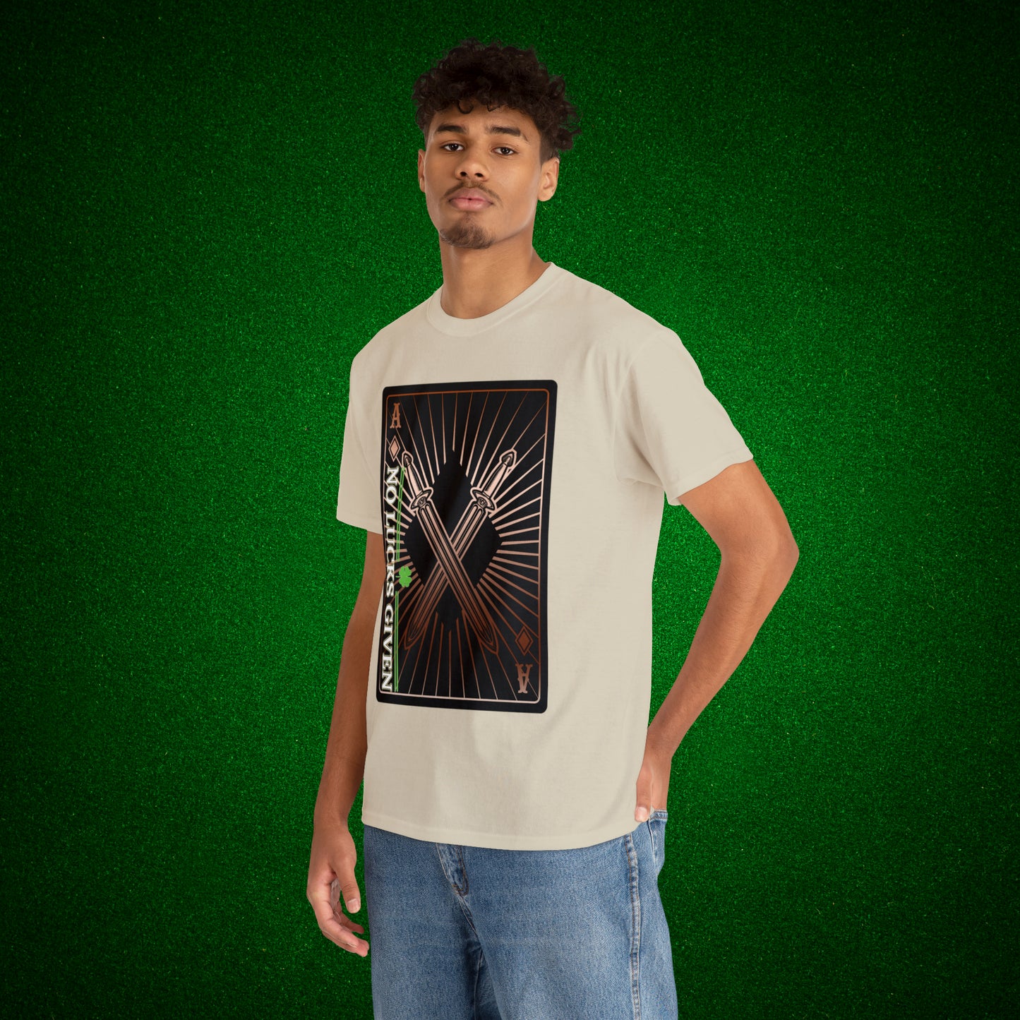 No Lucks Given Ace of Diamonds with Crossed Swords Copper Poker T-Shirt Must have Good Luck All-in