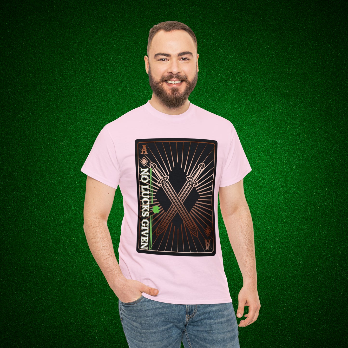 No Lucks Given Ace of Diamonds with Crossed Swords Copper Poker T-Shirt Must have Good Luck All-in