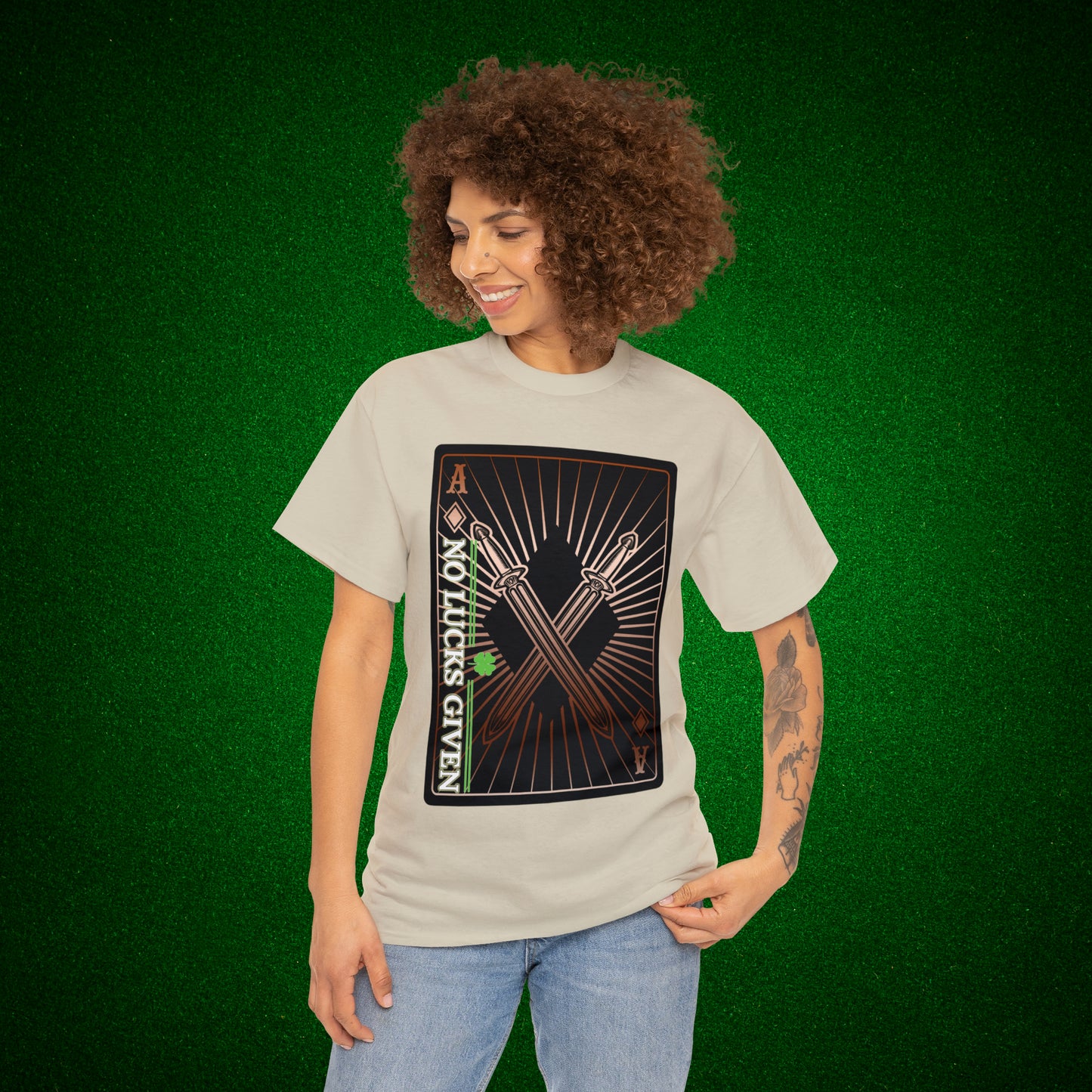 No Lucks Given Ace of Diamonds with Crossed Swords Copper Poker T-Shirt Must have Good Luck All-in