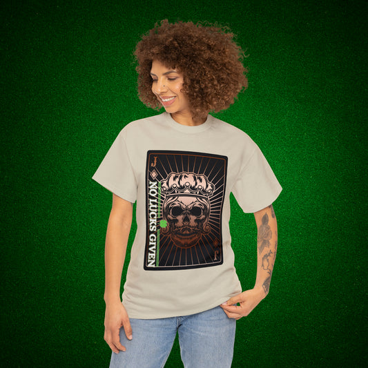 No Lucks Given Jack Skull in Crown of Diamonds Copper Poker T-Shirt Must have Good Luck All-in