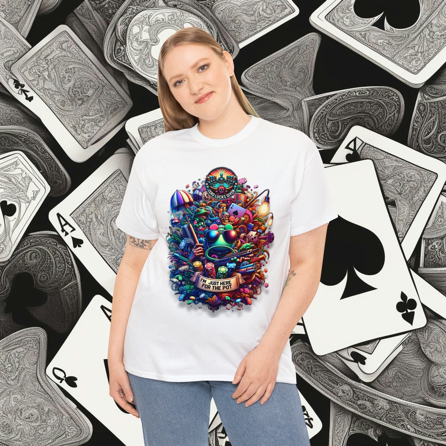 I'm Just here for the Pot unisex heavy cotton tee Poker Apparel