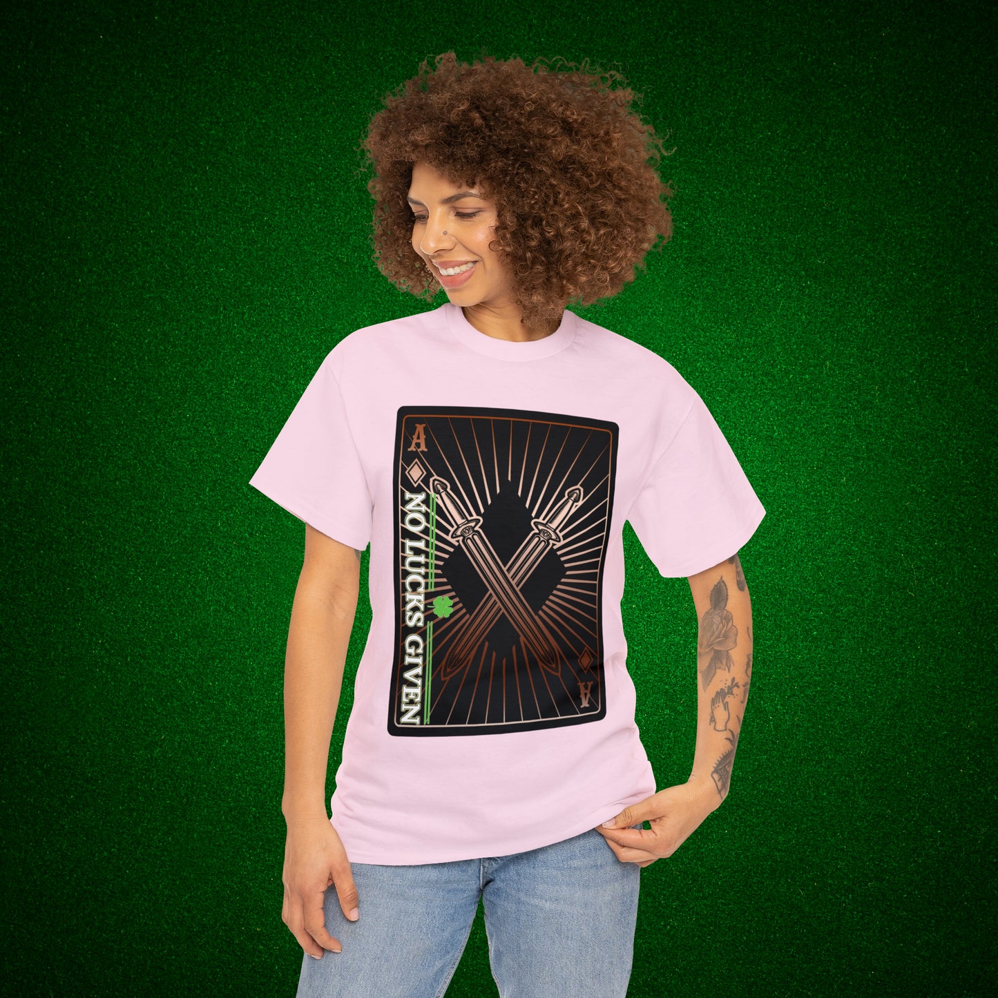 No Lucks Given Ace of Diamonds with Crossed Swords Copper Poker T-Shirt Must have Good Luck All-in