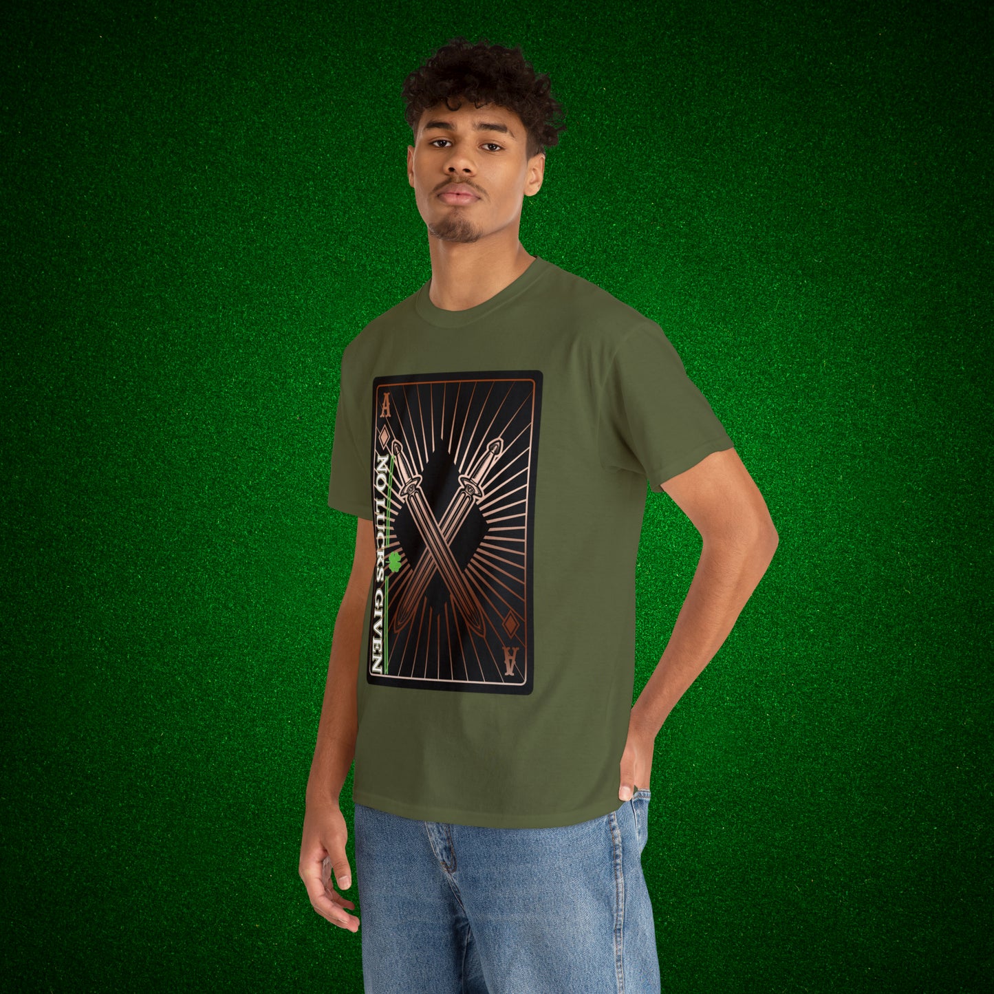 No Lucks Given Ace of Diamonds with Crossed Swords Copper Poker T-Shirt Must have Good Luck All-in