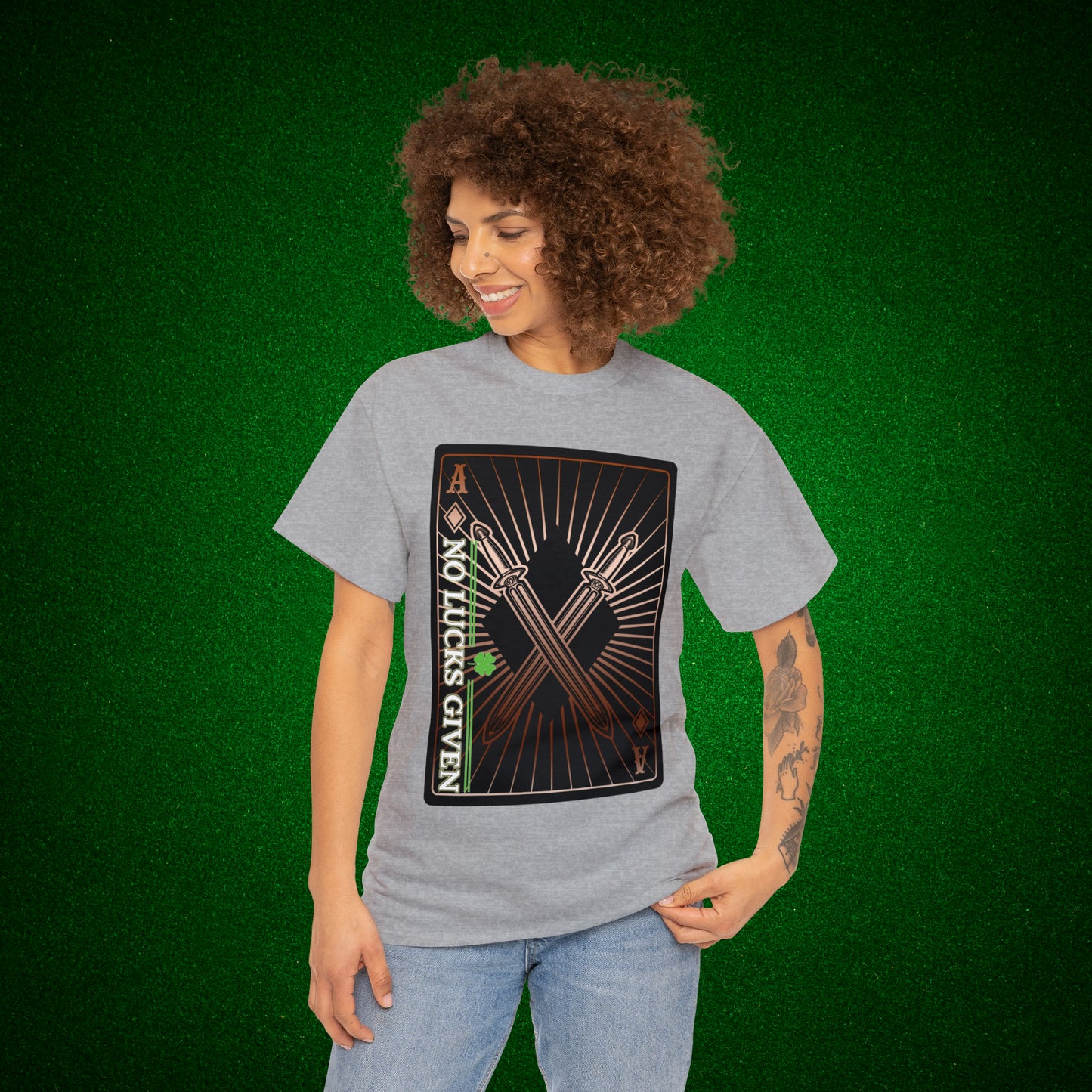 No Lucks Given Ace of Diamonds with Crossed Swords Copper Poker T-Shirt Must have Good Luck All-in