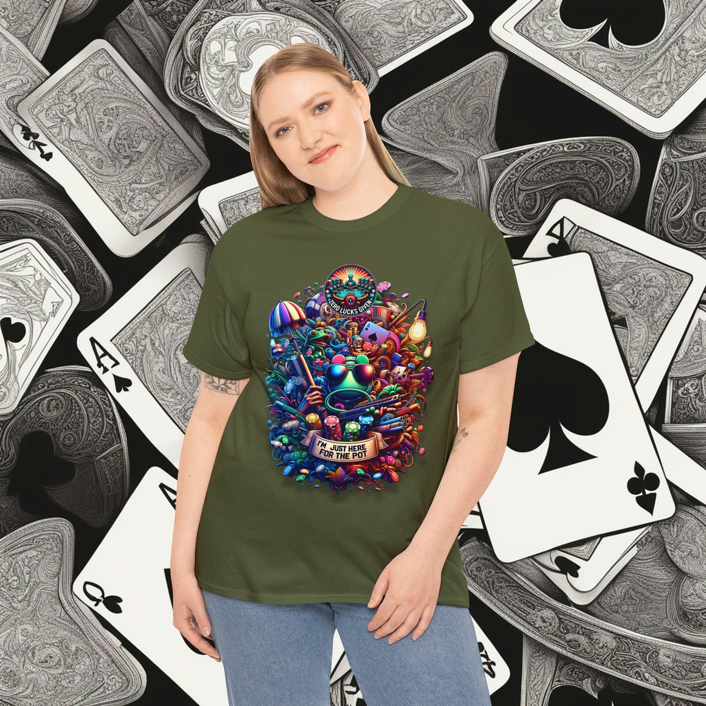 I'm Just here for the Pot unisex heavy cotton tee Poker Apparel