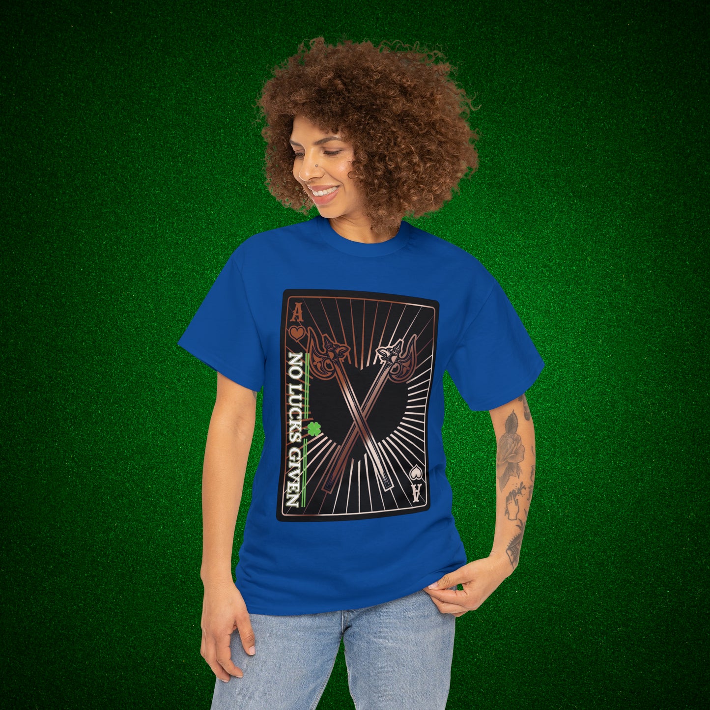 No Lucks Given Ace of Hearts card with two big axes Copper Poker T-Shirt Must have Good Luck All-in