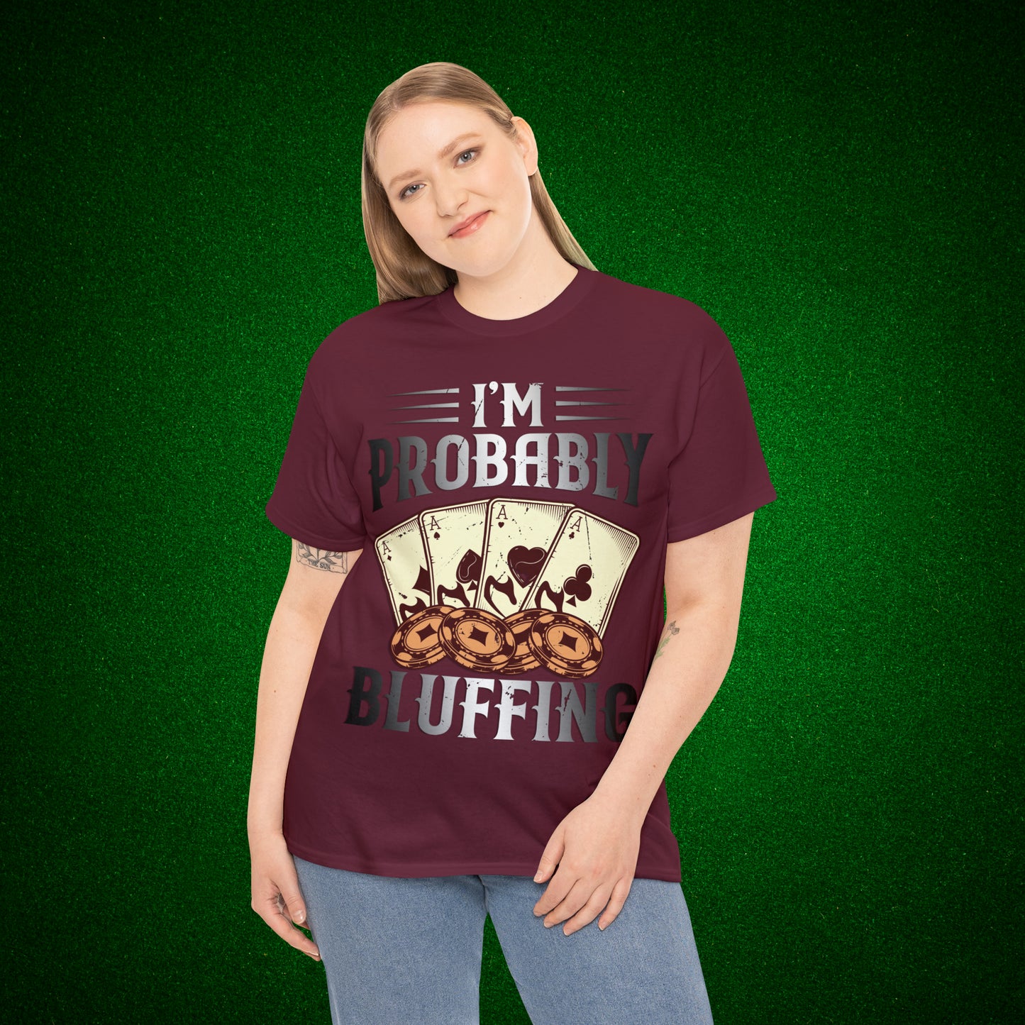 I'm Probably Bluffing Unisex Heavy Cotton Tee