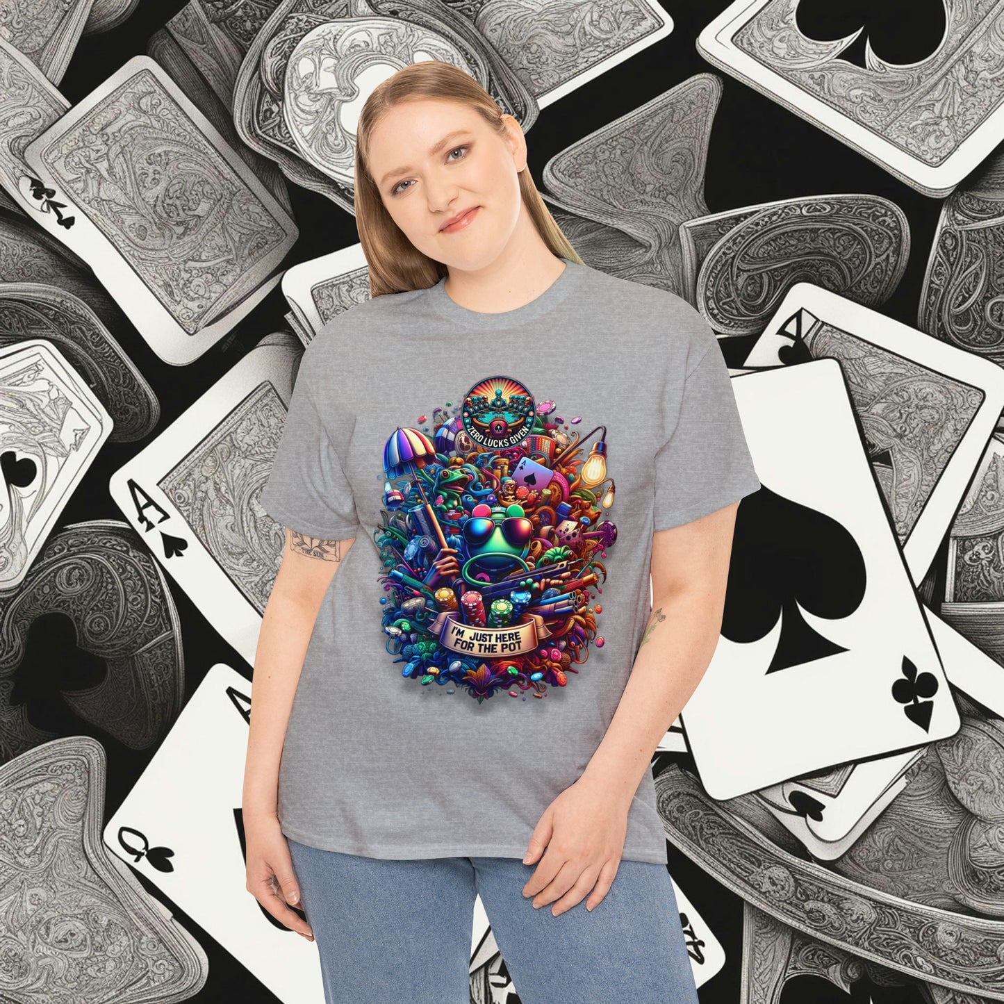 I'm Just here for the Pot unisex heavy cotton tee Poker Apparel