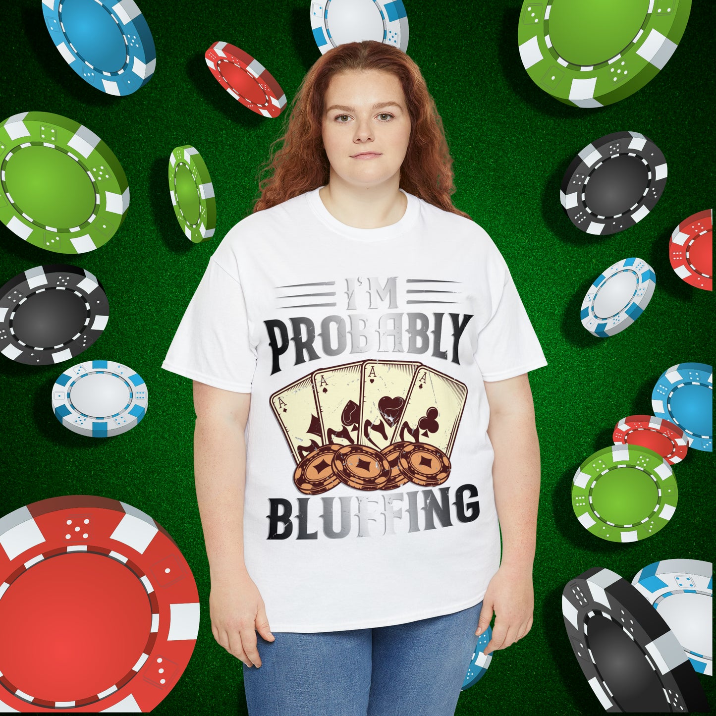 I'm Probably Bluffing Unisex Heavy Cotton Tee