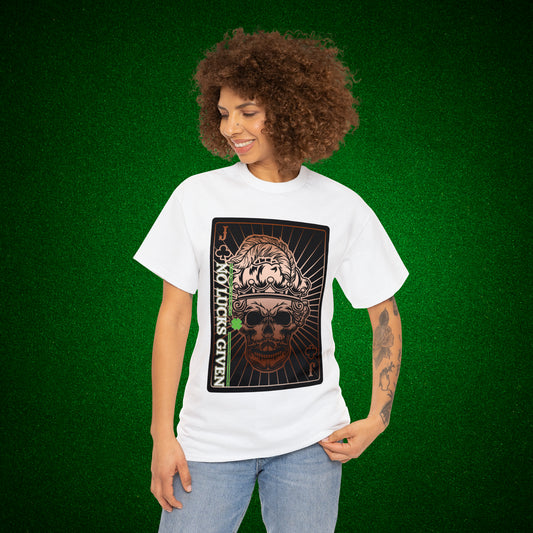 No Lucks Given Jack Skull in Crown of Clubs Copper Poker T-Shirt Must have Good Luck All-in