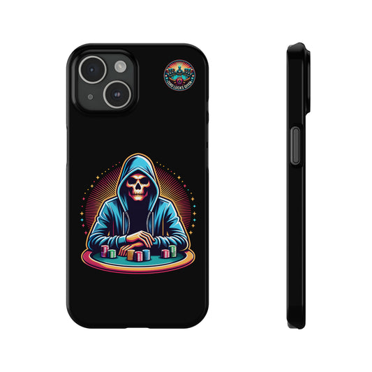 Poker Player with Skull at Poker Table Slim Phone Case -  iPhone 13 - 15