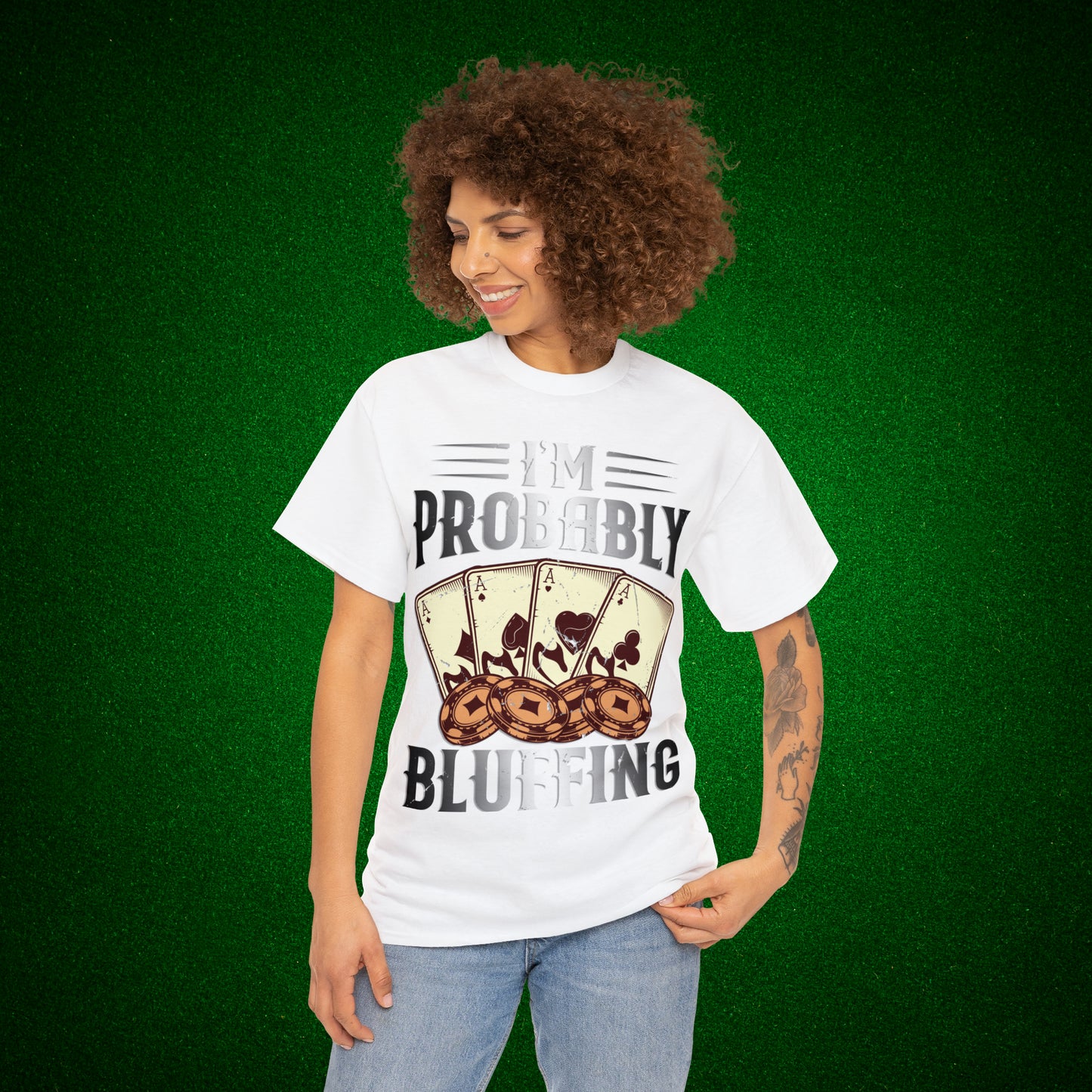 I'm Probably Bluffing Unisex Heavy Cotton Tee