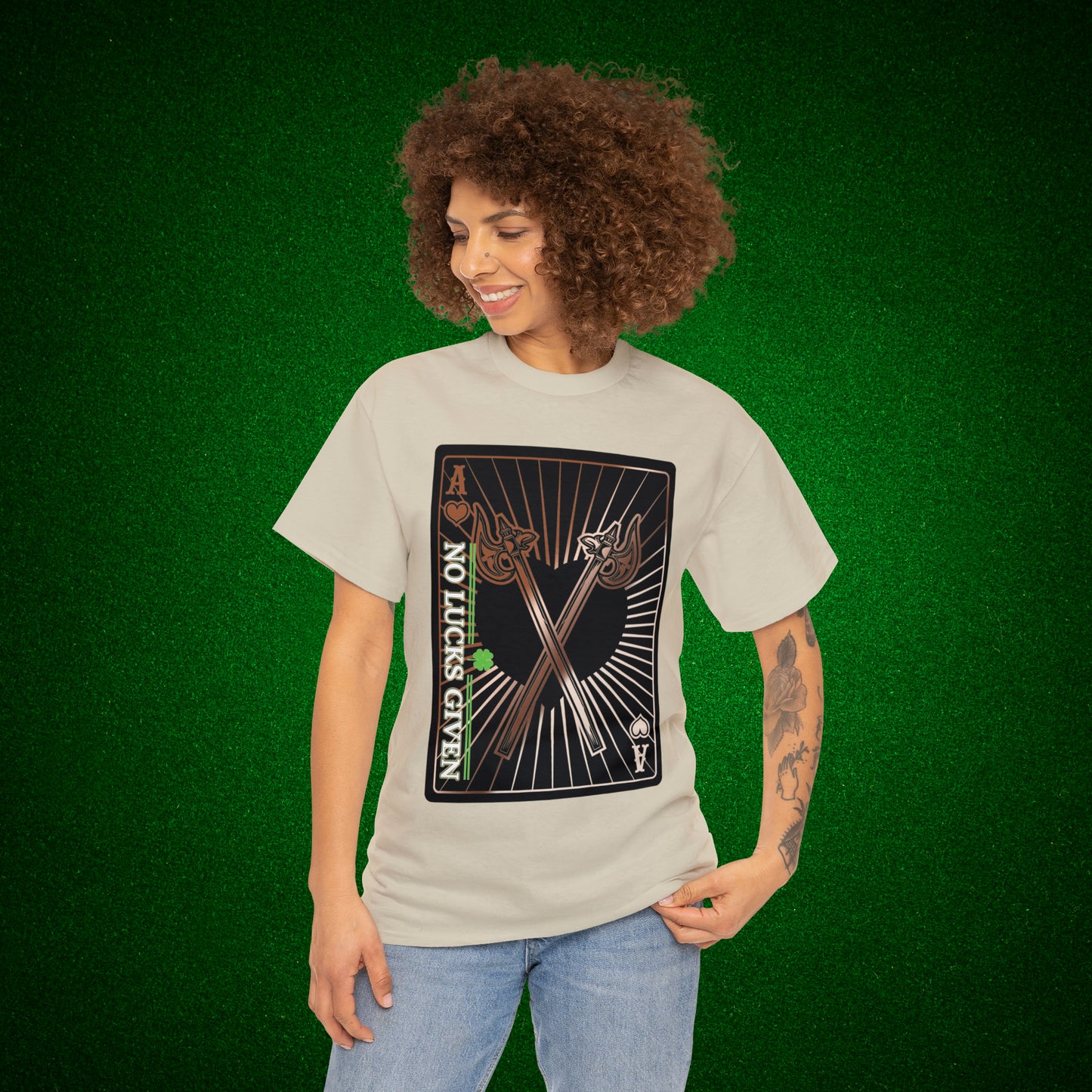 No Lucks Given Ace of Hearts card with two big axes Copper Poker T-Shirt Must have Good Luck All-in