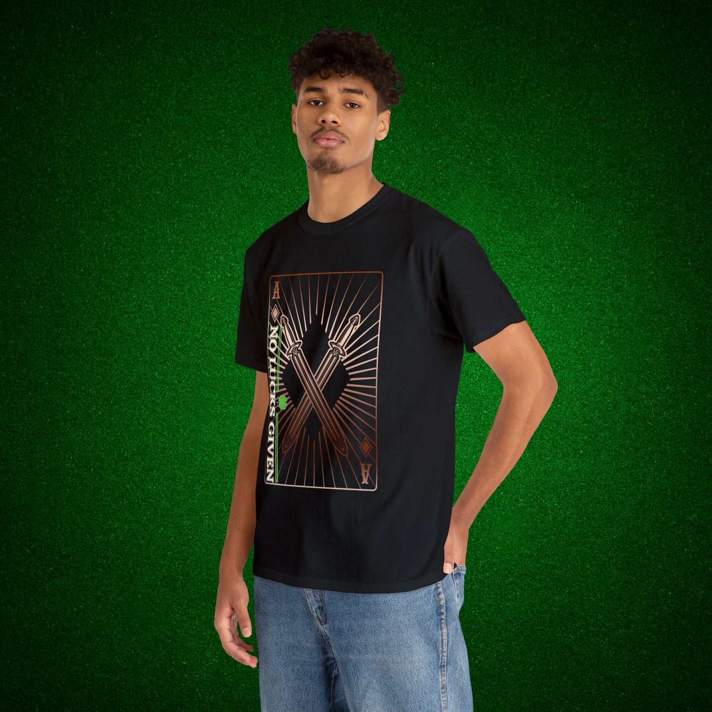 No Lucks Given Ace of Diamonds with Crossed Swords Copper Poker T-Shirt Must have Good Luck All-in