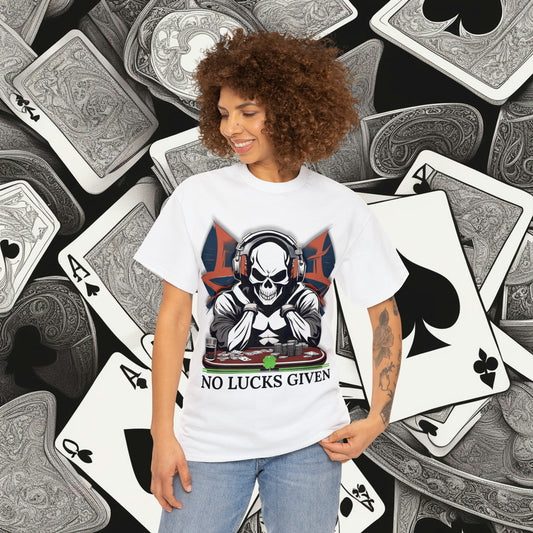 Super Hero Villian Poker Skull Over Ear headphones unisex heavy cotton T-shirt No Lucks Given