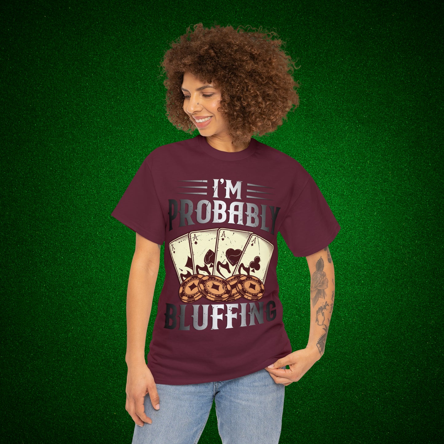 I'm Probably Bluffing Unisex Heavy Cotton Tee