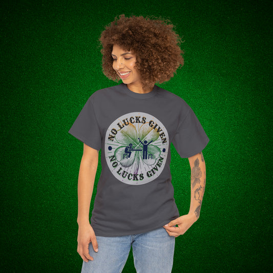 No Lucks Given Large Clover Poker T-Shirt Good Luck All-in