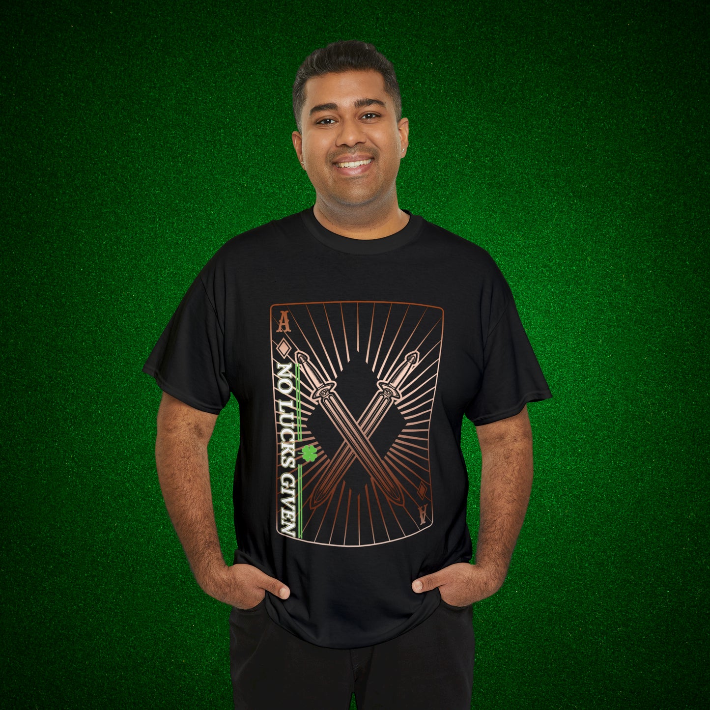 No Lucks Given Ace of Diamonds with Crossed Swords Copper Poker T-Shirt Must have Good Luck All-in