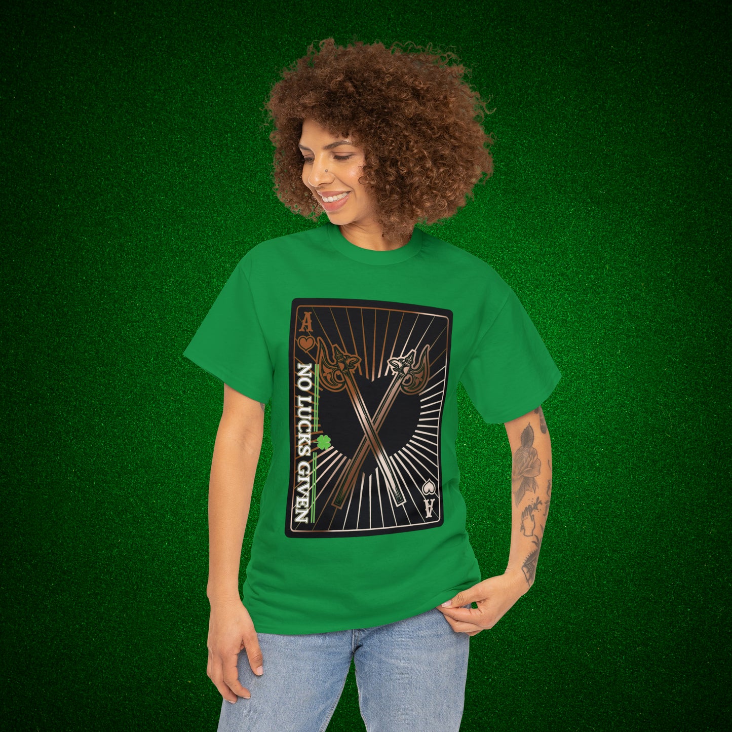 No Lucks Given Ace of Hearts card with two big axes Copper Poker T-Shirt Must have Good Luck All-in